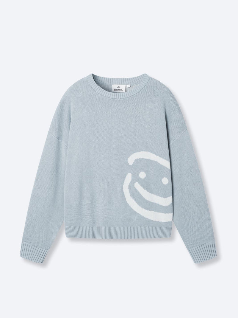 SMILEY LOGO KNIT - MUTED BLUE