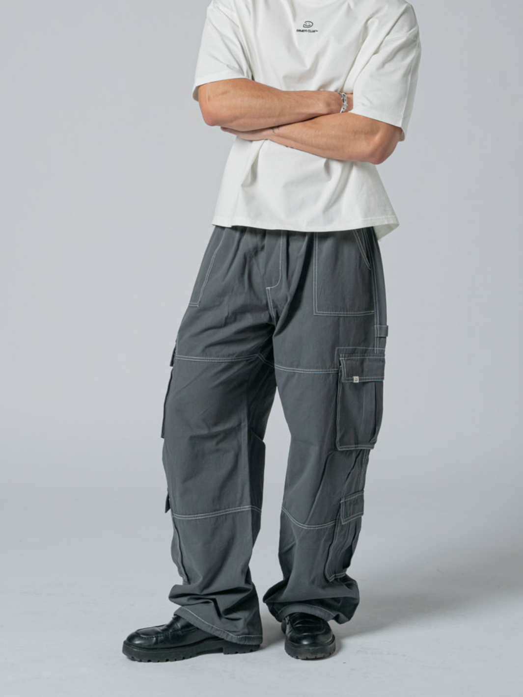 WASHED CARGO PANTS - CONTRAST GREY