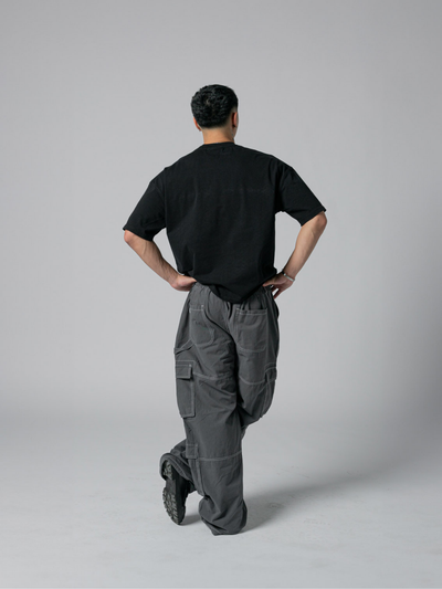 WASHED CARGO PANTS - CONTRAST GREY