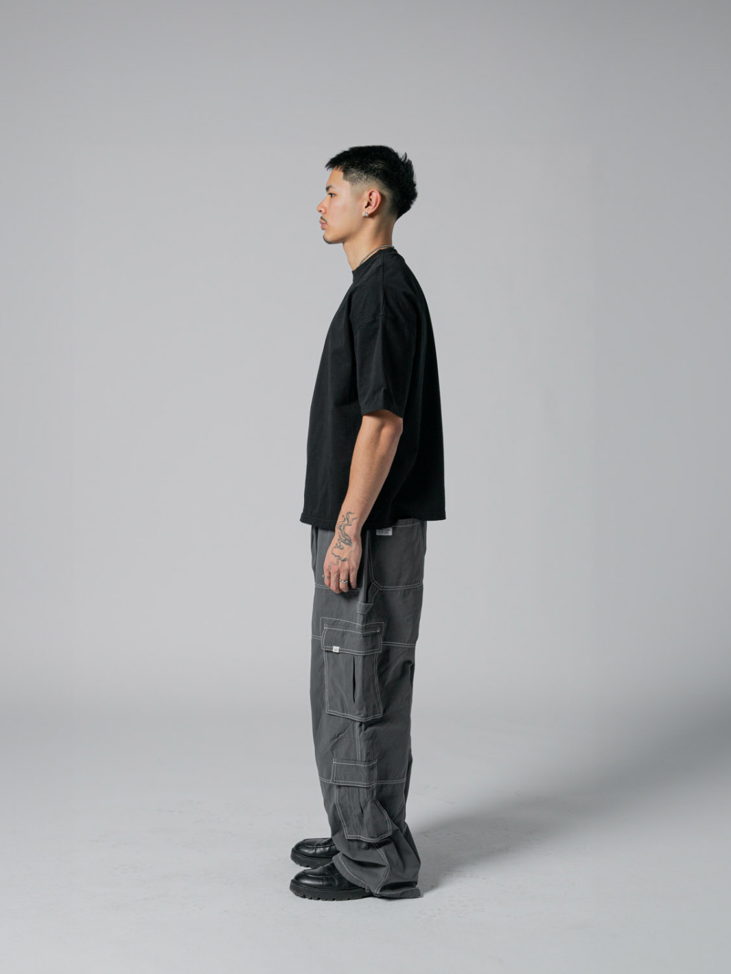 WASHED CARGO PANTS - CONTRAST GREY