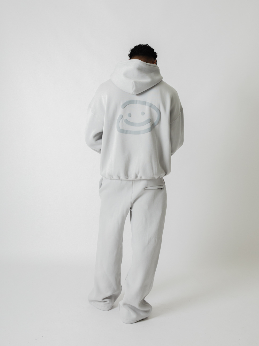 SMILEY LOGO HOODIE - LIGHT GREY