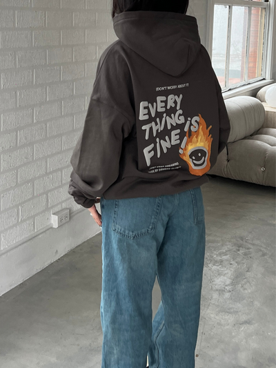 EVERYTHING IS FINE HOODIE - CHARCOAL