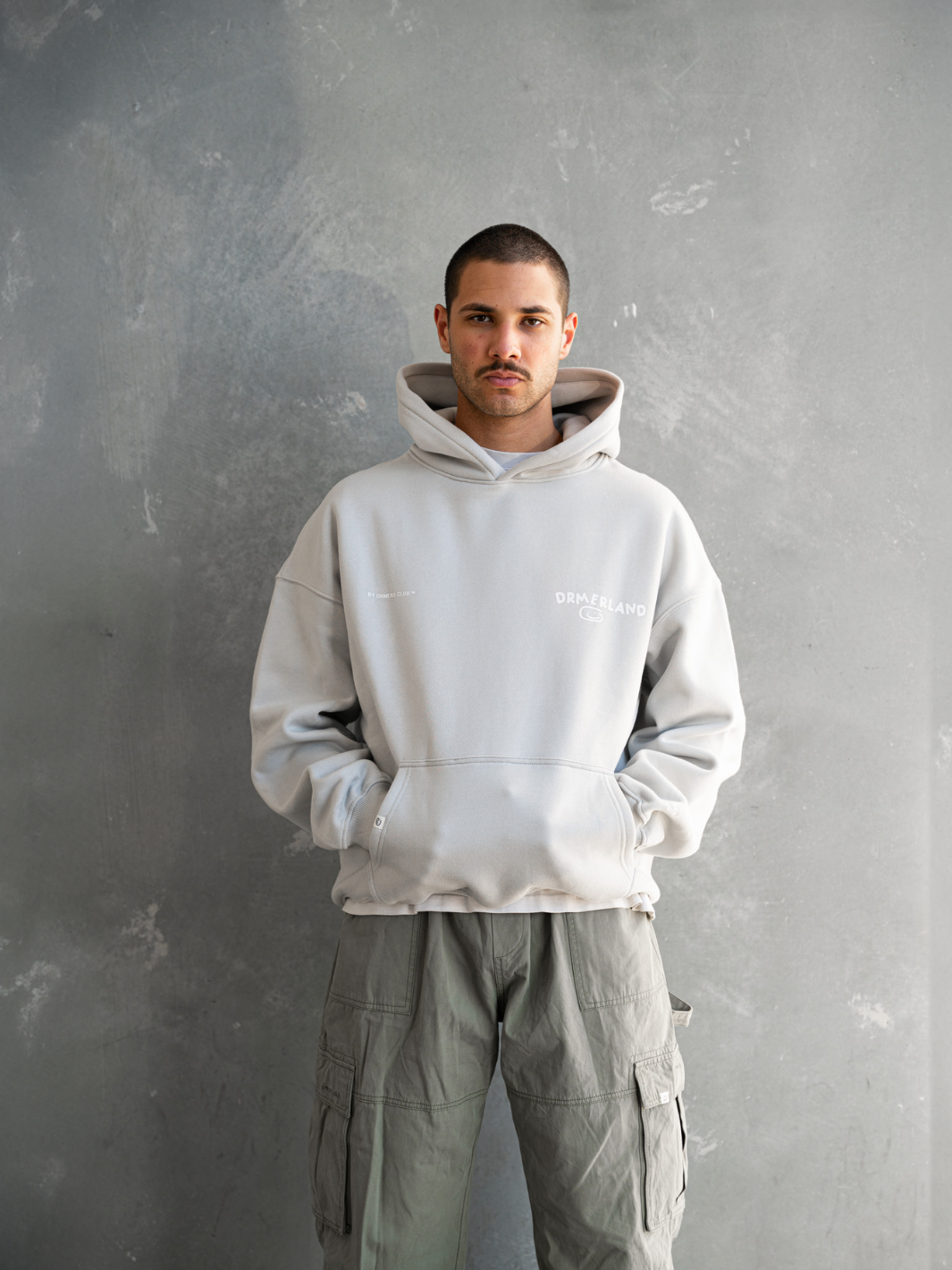 THANKS FOR BEING HERE HOODIE - LIGHT GREY