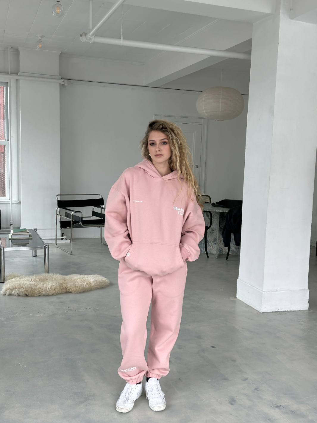 THANKS FOR BEING HERE HOODIE - MUTED PINK