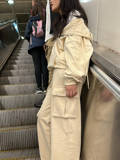 FRENCH TERRY CARGO SWEATPANTS - CREAM