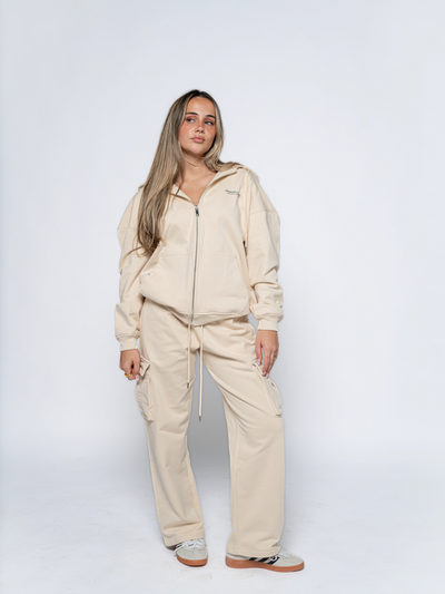 FRENCH TERRY CARGO SWEATPANTS - CREAM