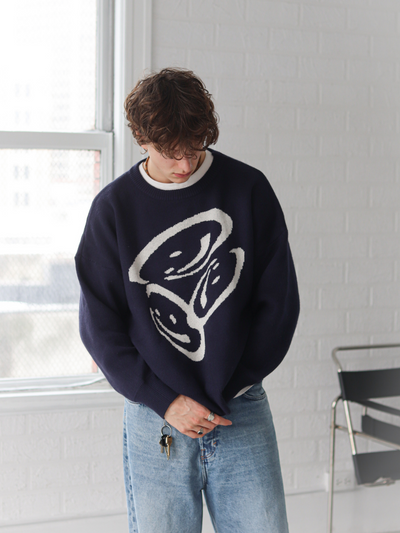 FREEFALL SMILEY KNIT - NAVY BLUE