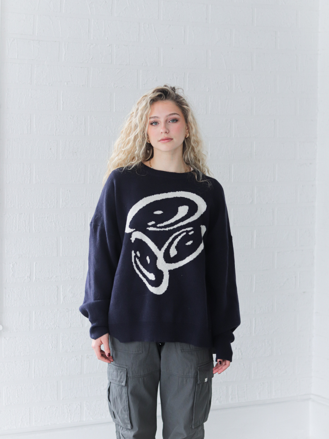 FREEFALL SMILEY KNIT - NAVY BLUE