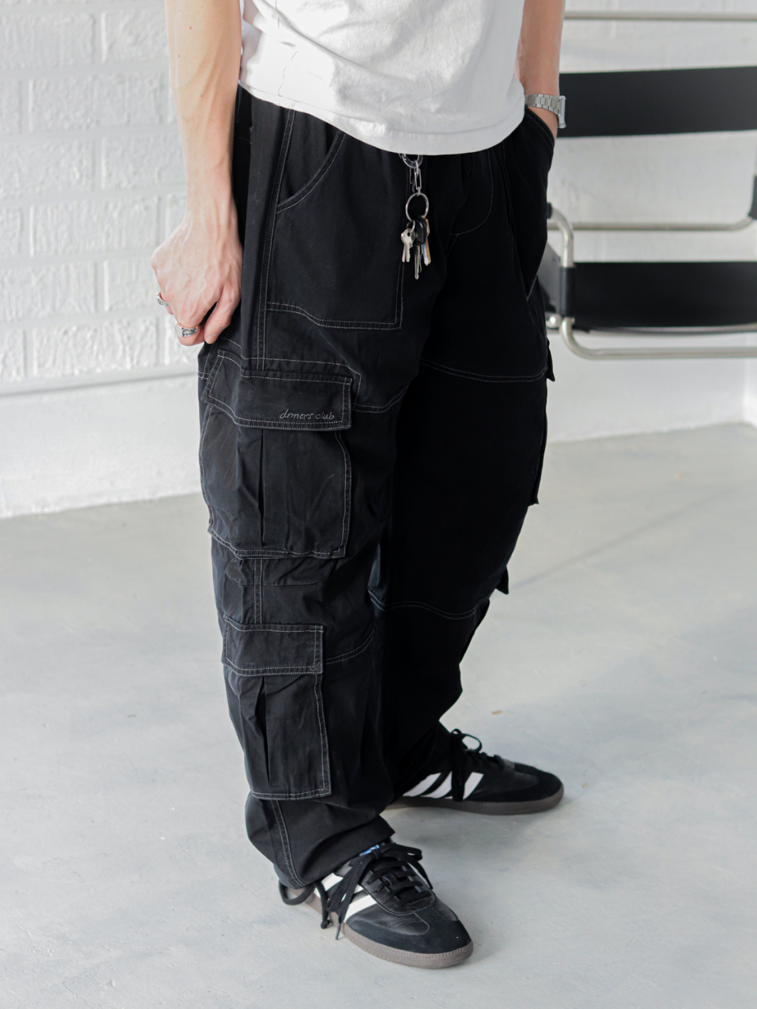 WASHED CARGO PANTS - BLACK