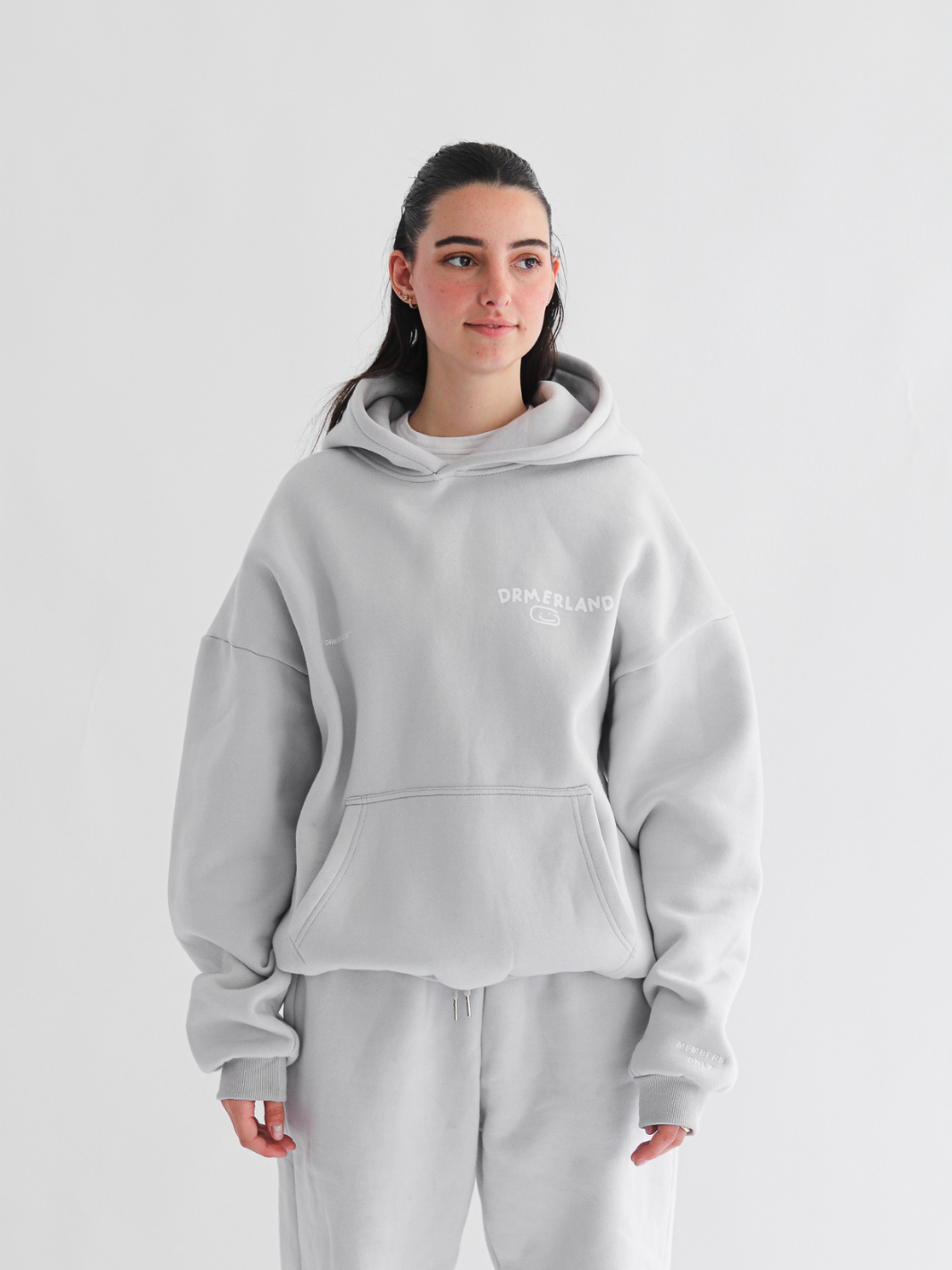 THANKS FOR BEING HERE HOODIE - LIGHT GREY