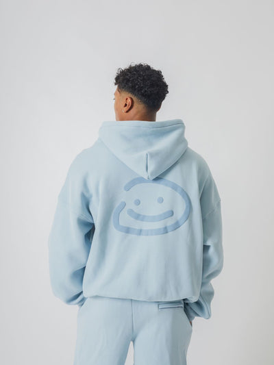 SMILEY LOGO HOODIE - SKY BLUE