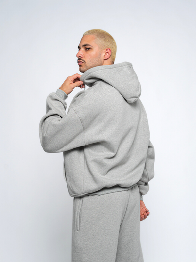 SIGNATURE BASIC ZIP-UP HOODIE - HEATHER GREY