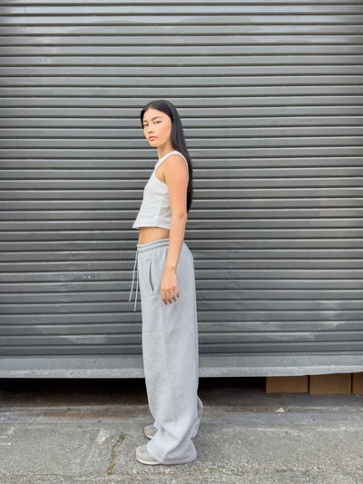 SIGNATURE BASIC STRAIGHT LEG SWEATPANTS - HEATHER GREY