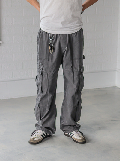 WASHED CARGO PANTS - GREY