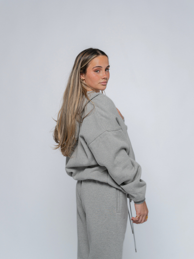 SIGNATURE BASIC ZIP-UP HOODIE - HEATHER GREY