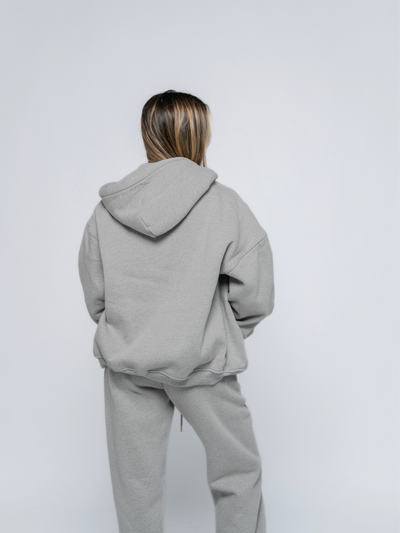 SIGNATURE BASIC ZIP-UP HOODIE - HEATHER GREY