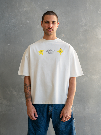 STARS BOXY TEE - WHITE