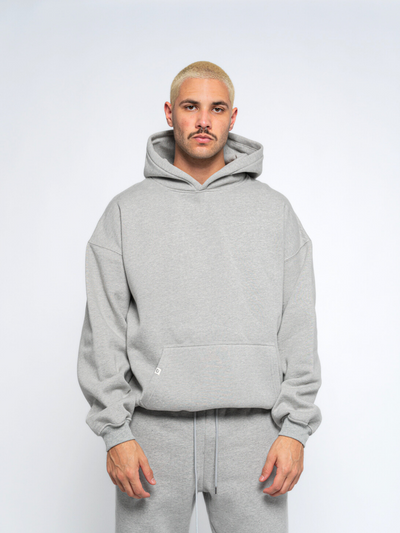 SIGNATURE BASIC HOODIE - HEATHER GREY