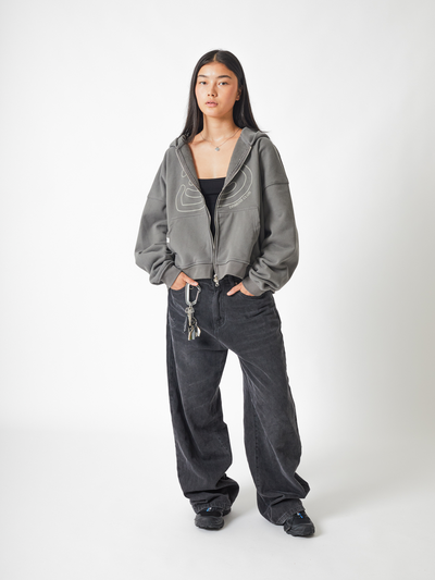 SMILEY BOXY DOUBLE ZIP - CHARCOAL