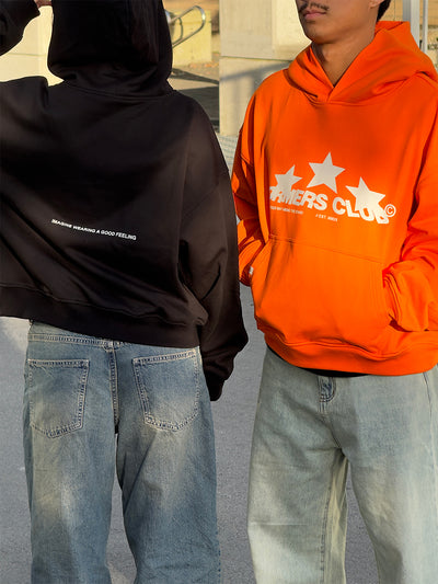 TRIPLE STAR BOXY HOODIE - ORANGE