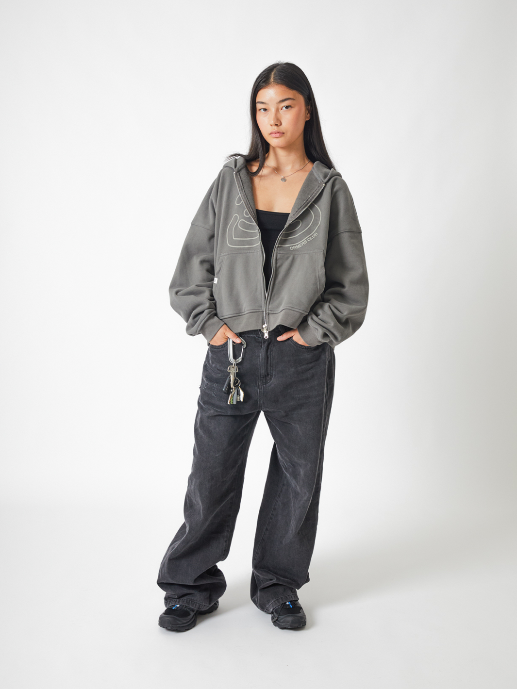 SMILEY BOXY DOUBLE ZIP - CHARCOAL