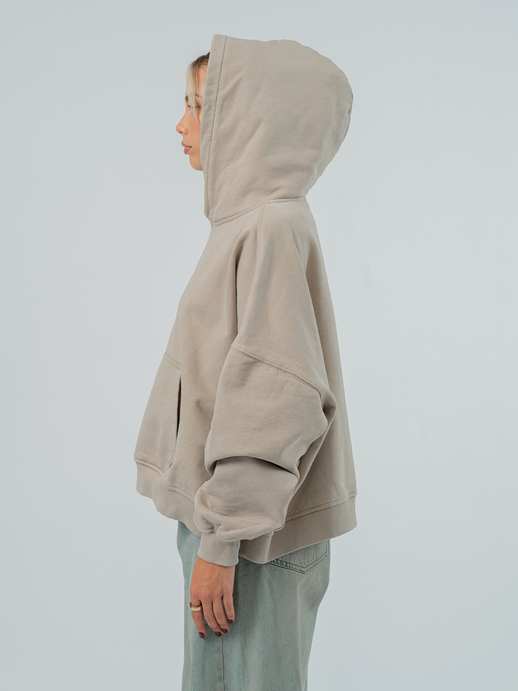 VINTAGE BOXY HOODIE - WASHED SAND