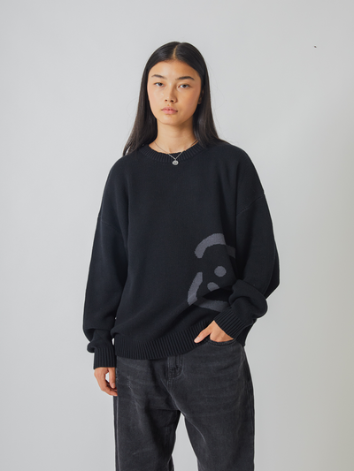 SMILEY LOGO KNIT - BLACK