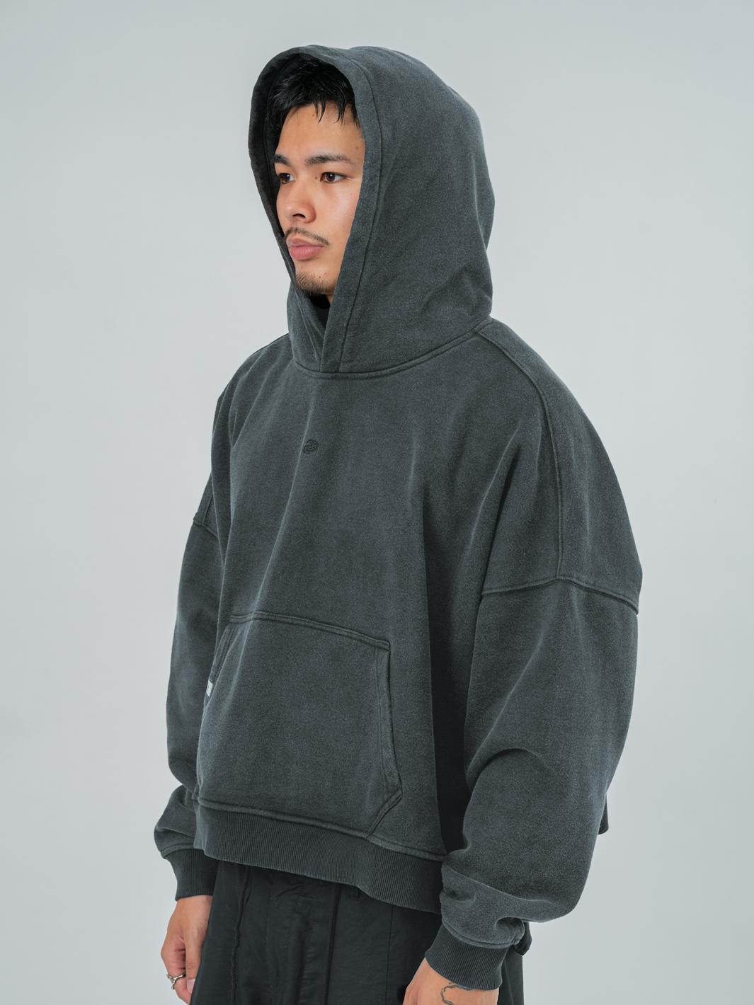 VINTAGE BOXY HOODIE - ASH SLATE