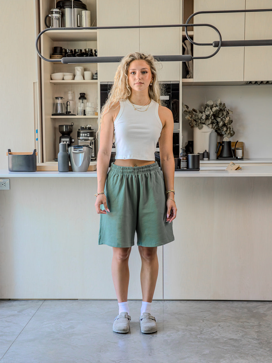 RELAXED TERRY SWEAT SHORTS - SEAFOAM GREEN