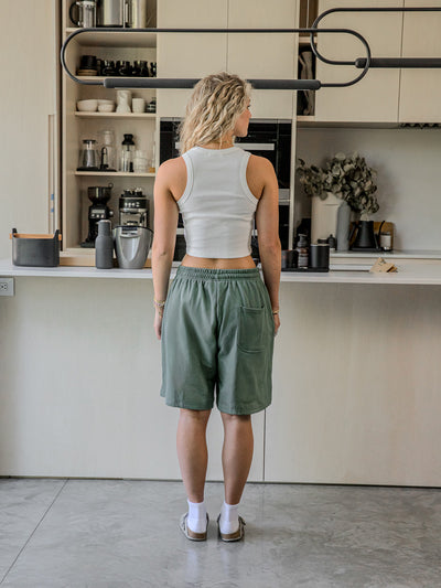 RELAXED TERRY SWEAT SHORTS - SEAFOAM GREEN