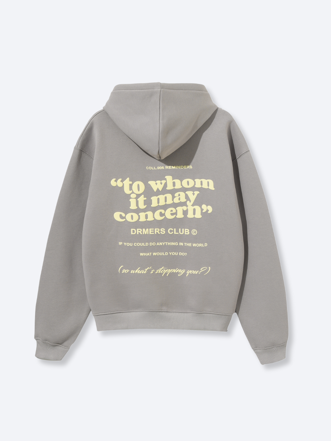 "TO WHOM IT MAY CONCERN" 2.0 ZIP-UP HOODIE - STONE GREY