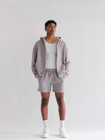 "TO WHOM IT MAY CONCERN" 2.0 ZIP-UP HOODIE - STONE GREY