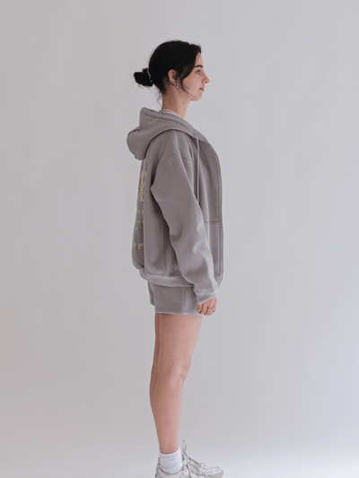 "TO WHOM IT MAY CONCERN" 2.0 ZIP-UP HOODIE - STONE GREY