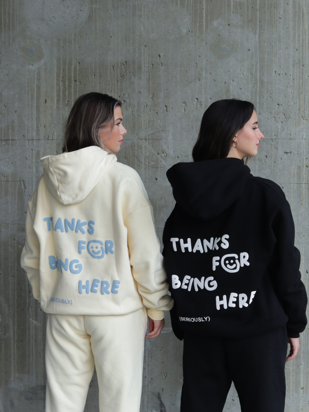 THANKS FOR BEING HERE HOODIE - BLACK